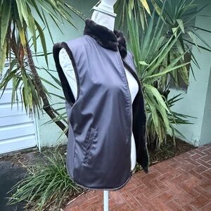 Dark Brown Faux Fur Reversible Vest